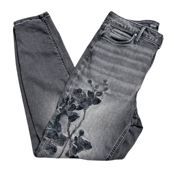 Simply Vera Verawang Womens High Rise Skinny Embroidered Floral Black Denim Jean - Picture 3 of 16